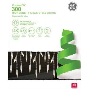 GE ConstantON 300 High Density Icicle Lights Clear White Wire Indoor Outdoor NEW
